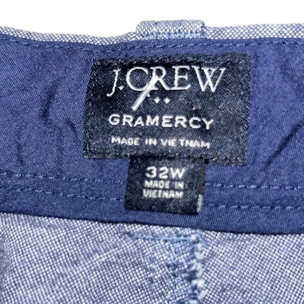 J.Crew Men's Gramercy Shorts Flat Front Blue Chambray Cotton Size 32W